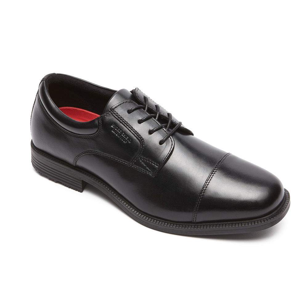 Rockport Men s Essential Details Waterproof Cap Toe Oxford V73839 Black Wing On NETshop