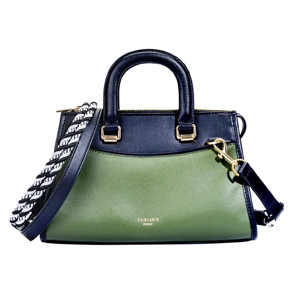 Tuscan's Two-tone Satchel -black+ Green