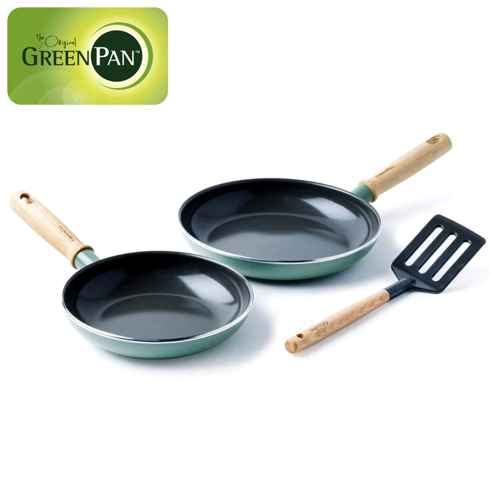 GreenPan 陶瓷易潔平底鍋& 鍋鏟3件套裝20/24cm--永安網店