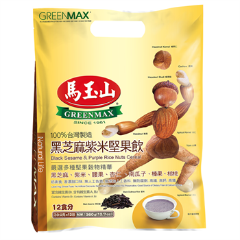 GREENMAX Black Sesame & Purple Rice Nuts Cereal 12x30g