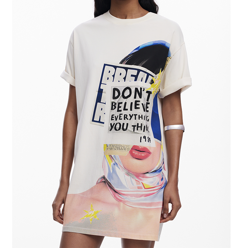 Desigual Ladie's Women Collage T-shirt style dress 25SWVK20--Wing