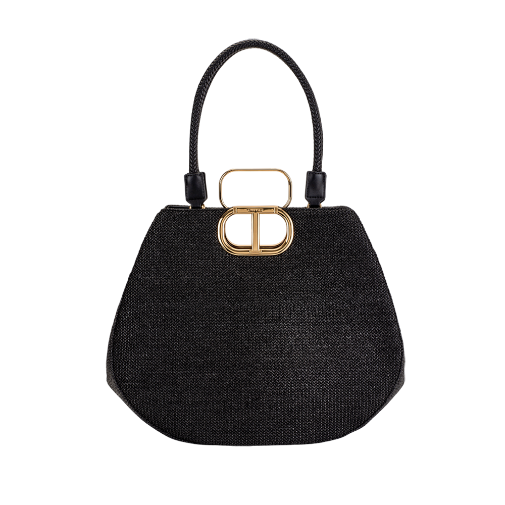 Twinset Lila Woven Faux Straw Shopper Bag-Black 251TB7240--Wing On