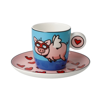 GOEBEL | When Pigs Fly - Espresso Cup with Saucer 6.5cm Pop Art Ed Heck 67-200/20/1