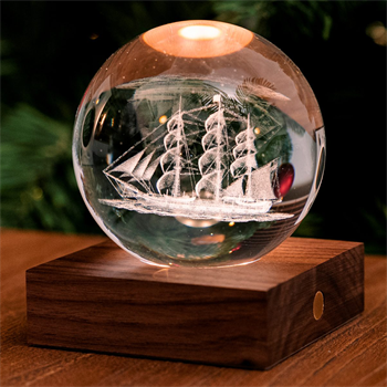 Gingko Amber Crystal Light Sailing Boat