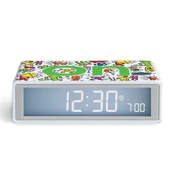 Lexon X Keith Haring Flip + Clock Happy White