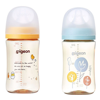 PIGEON Pigeon - Deco PPSU Nursing Bottle w/ Peristaltic+ Nipple(Flower+Bird), 240ml 81180