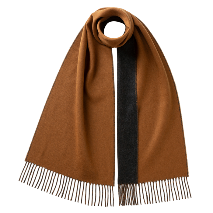 Johnstons of Elgin 100% Cashmere Contrast Reversible Scarf Vintage